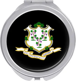 Connecticut State U.S Compact Travel Makeup Mirror 1X/2X Magnification Portable Pocket Purse Mirror