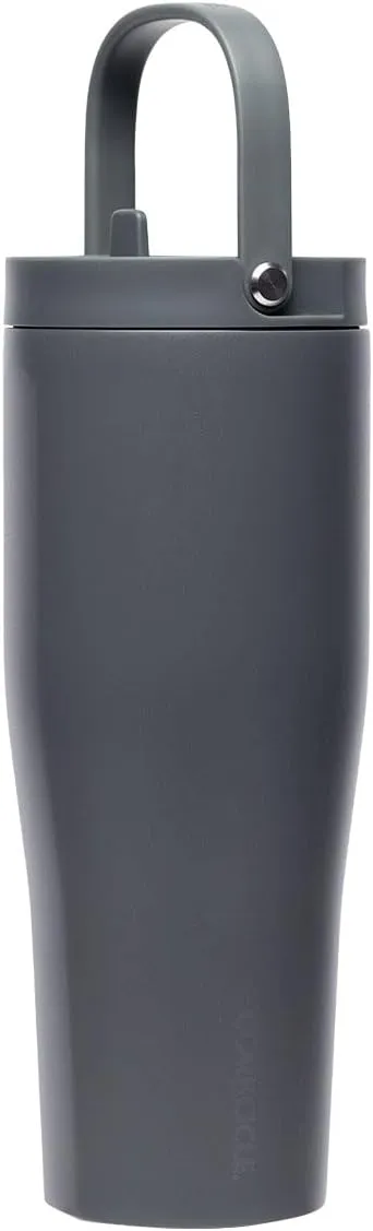 Corkcicle Go Cup XL Insulated Tumbler with Lid and Straw, Flint, 30 oz – Reusable Water Bottle Keeps Beverages Cold for 12hrs – Cupholder Friendly Tumbler, Leak-Proof Design