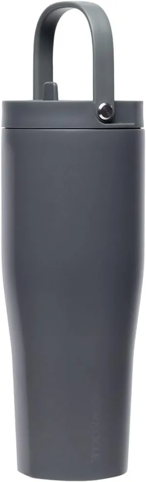 Corkcicle Go Cup XL Insulated Tumbler with Lid and Straw, Flint, 30 oz – Reusable Water Bottle Keeps Beverages Cold for 12hrs – Cupholder Friendly Tumbler, Leak-Proof Design