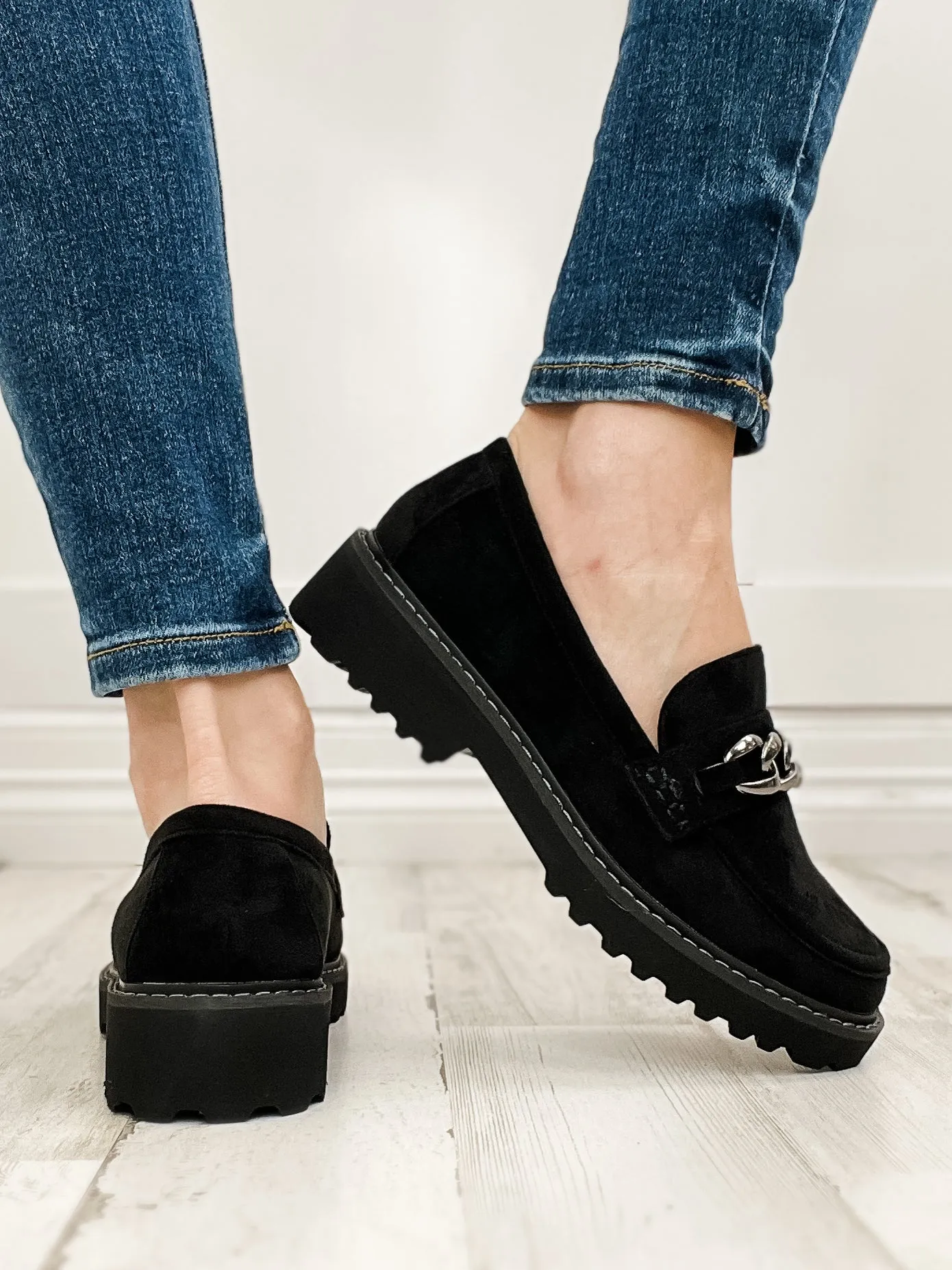 Corkys Literally Loafers in Black Faux Suede