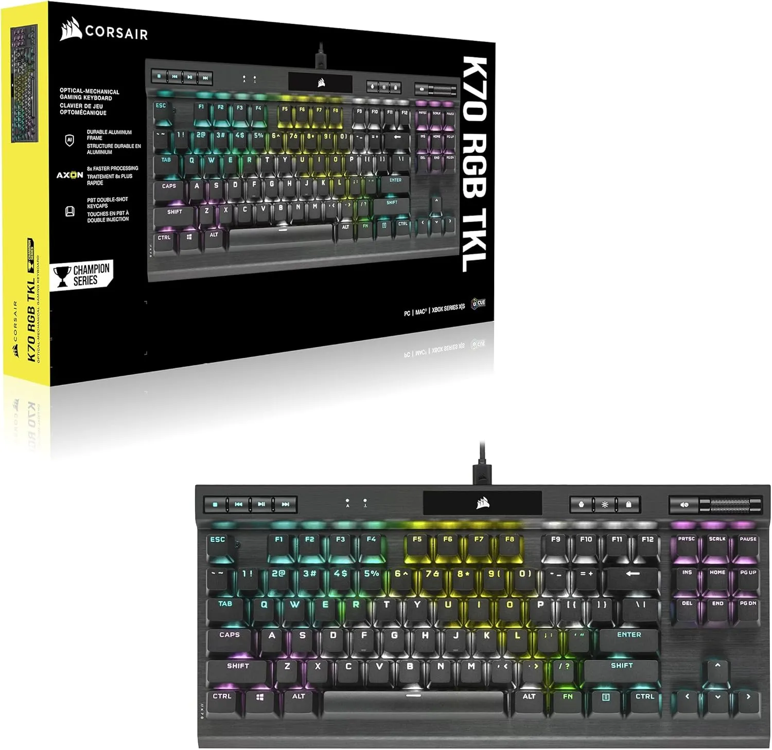 Corsair K70 RGB TKL Champion Series Gaming Keyboard CH-911901A - OPX Switch (Renewed)