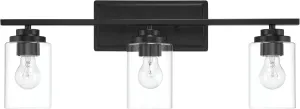 Craftmade 20425FB3 Clark Vanity, (3) E26 Sockets, Flat Black (Bulbs NOT Included)