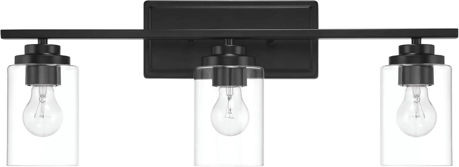Craftmade 20425FB3 Clark Vanity, (3) E26 Sockets, Flat Black (Bulbs NOT Included)