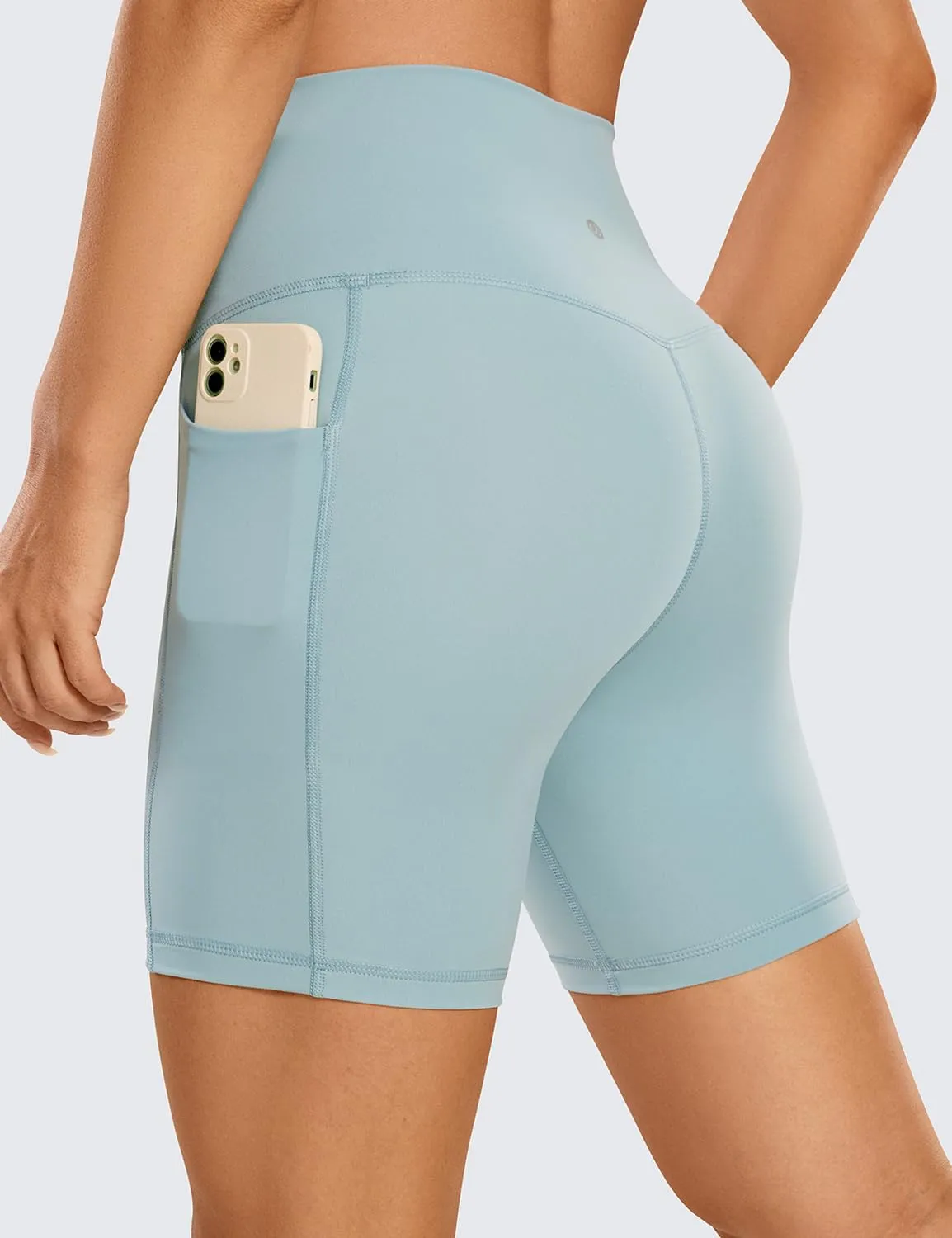 CRZ YOGA Women's Naked Feeling Biker Shorts with Pockets 6'' - High Waisted Yoga Gym Workout Spandex