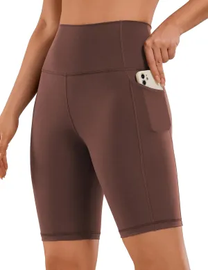 CRZ YOGA Women's Naked Feeling Biker Shorts with Pockets 8'' - High Waisted Yoga Gym Workout Spandex