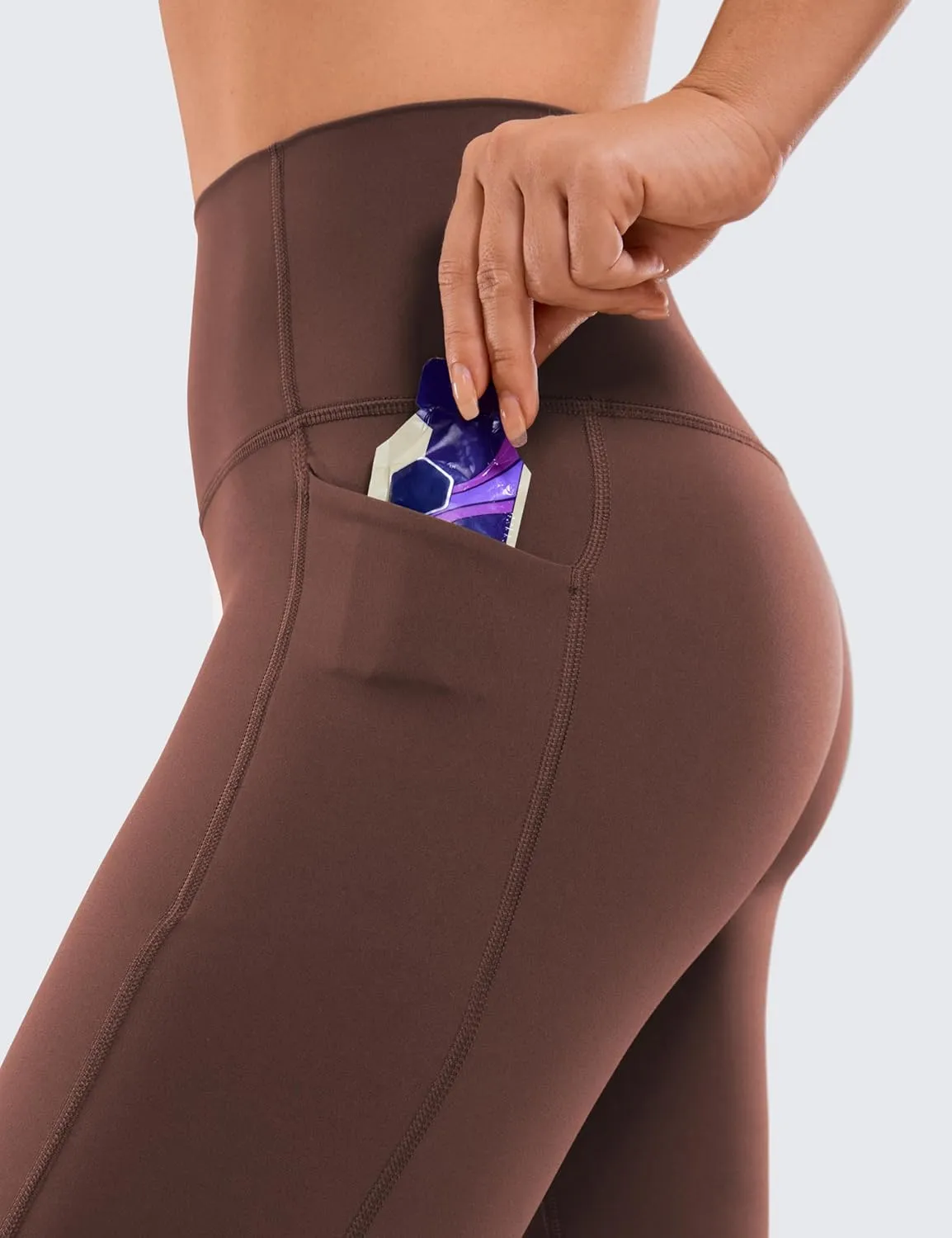 CRZ YOGA Women's Naked Feeling Biker Shorts with Pockets 8'' - High Waisted Yoga Gym Workout Spandex