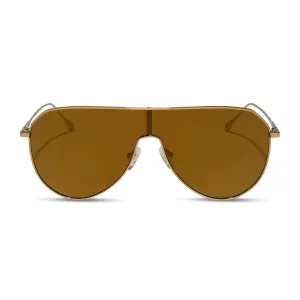 DASH SHIELD - COPPER METAL   BROWN GOLD FLASH SUNGLASSES