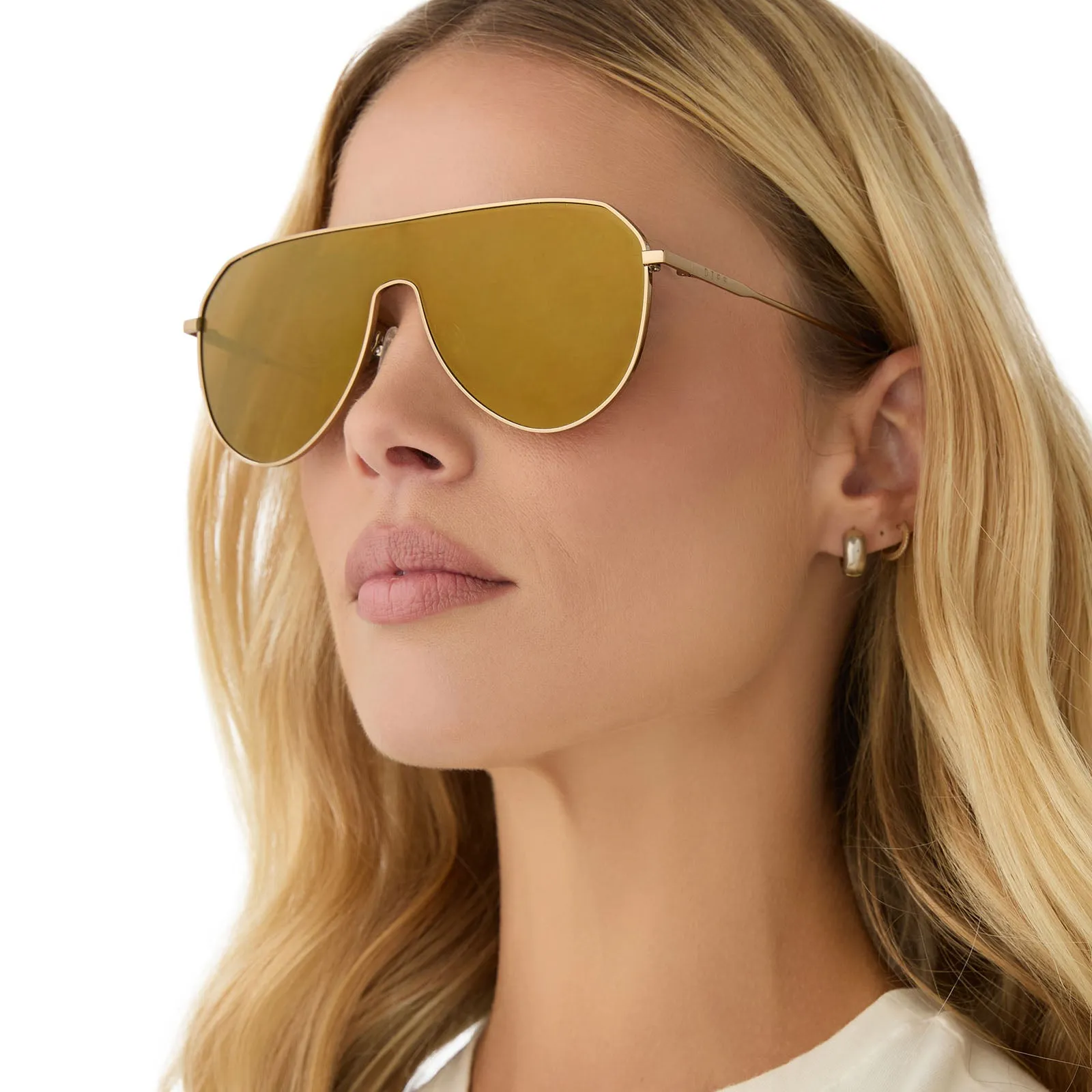 DASH SHIELD - COPPER METAL   BROWN GOLD FLASH SUNGLASSES