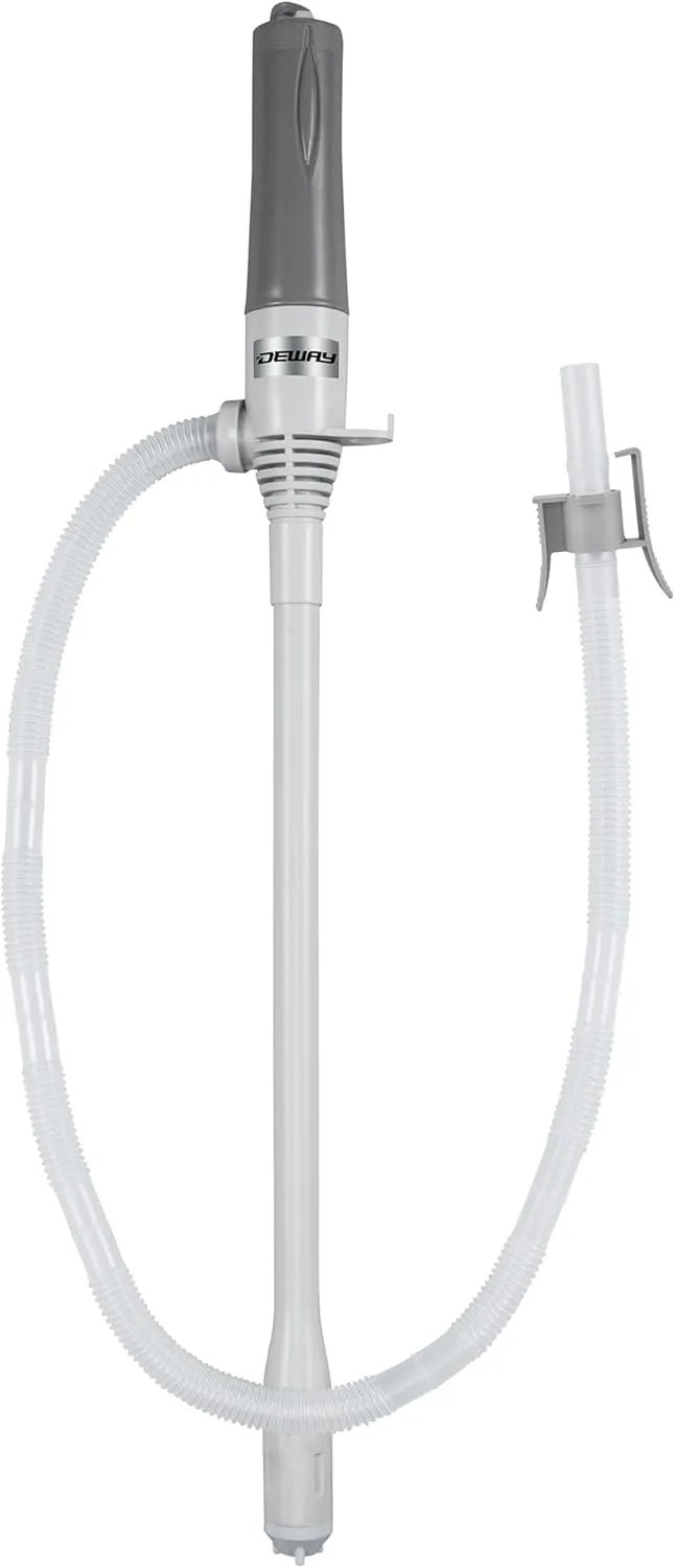 DEWAY Automatic Fuel Transfer Pump - 3X More Powerful D Battery Powered, Extra Long Hose Fits All Size Cans, Portable Liquid Pump Transfers Gasoline, Water & More at 2.6 Gal/Minute