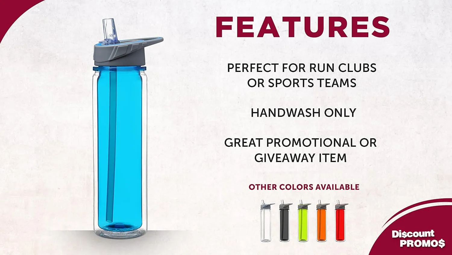 DISCOUNT PROMOS Tritan Sports Bottles with Straw 19 oz. Set of 6, Bulk Pack - Great for Gym, Hiking, Cycling, Camping, Backpacking, School - Blue