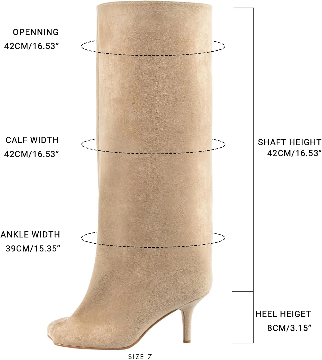 DOBOYG Knee High Boots for Women Square Toe Stiletto High Heel Boots Comfortable Suede Thigh High Boots
