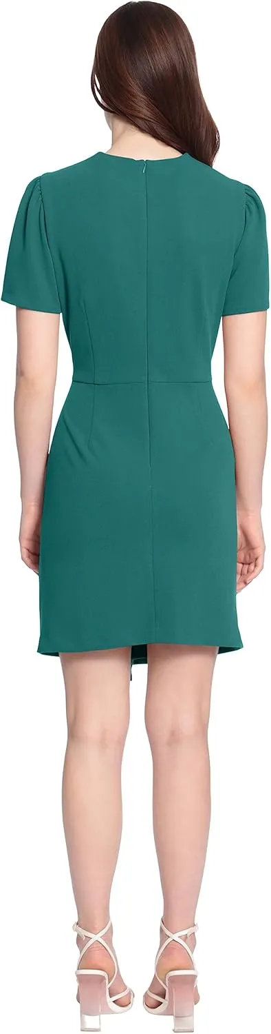 Donna Morgan Women's Sleek Faux Wrap Dress with Asymmetric Skirt Office Workwear Event Guest of