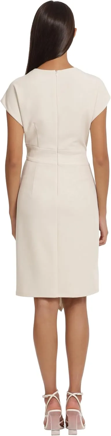Donna Morgan Women's Sleek Faux Wrap Dress with Asymmetric Skirt Office Workwear Event Guest of