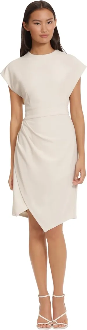 Donna Morgan Women's Sleek Faux Wrap Dress with Asymmetric Skirt Office Workwear Event Guest of