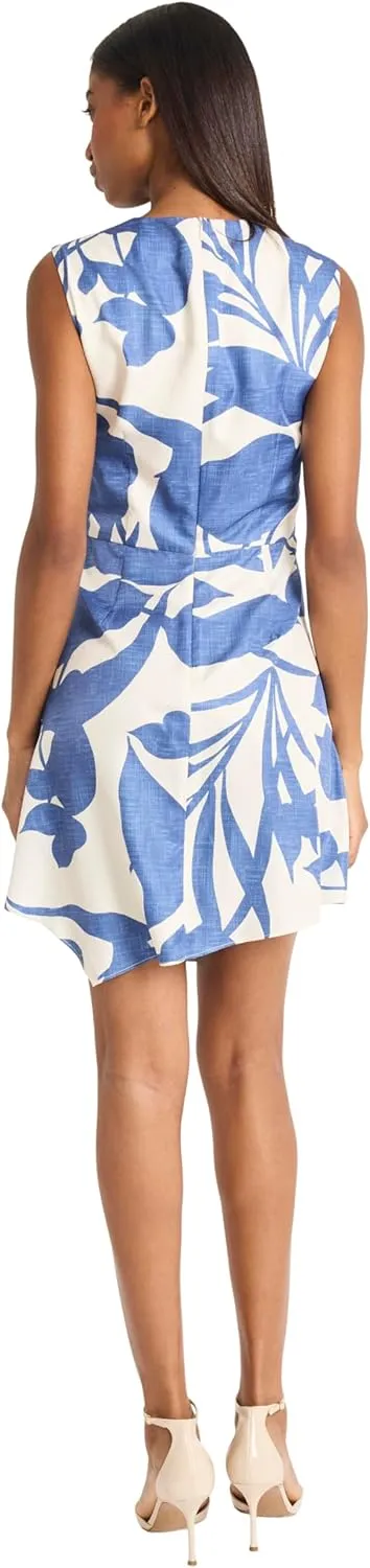 Donna Morgan Women's Sleeveless Asymmetrical Mini Ruched Waist Detail-Wedding Guest Cocktail Dress