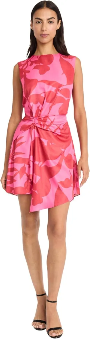 Donna Morgan Women's Sleeveless Asymmetrical Mini Ruched Waist Detail-Wedding Guest Cocktail Dress