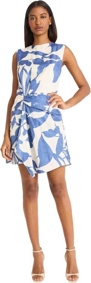 Donna Morgan Women's Sleeveless Asymmetrical Mini Ruched Waist Detail-Wedding Guest Cocktail Dress