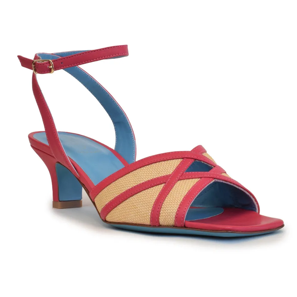 DONNIE in Lampone/Naturale Raffia *SALE ITEM* ORIGINAL PRICE: $270