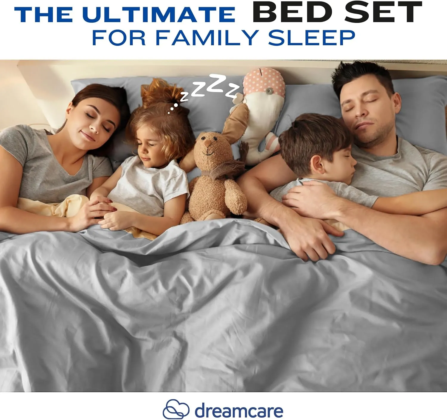 DREAMCARE Queen Size Sheets - Cooling Bed Sheets - 4pcs Set - up to 15" Deep Pocket Queen Sheet Set - Sheets Queen Size Bed - Soft & Long Lasting 100% Fine Brushed Polyester with Side Pocket - LGray