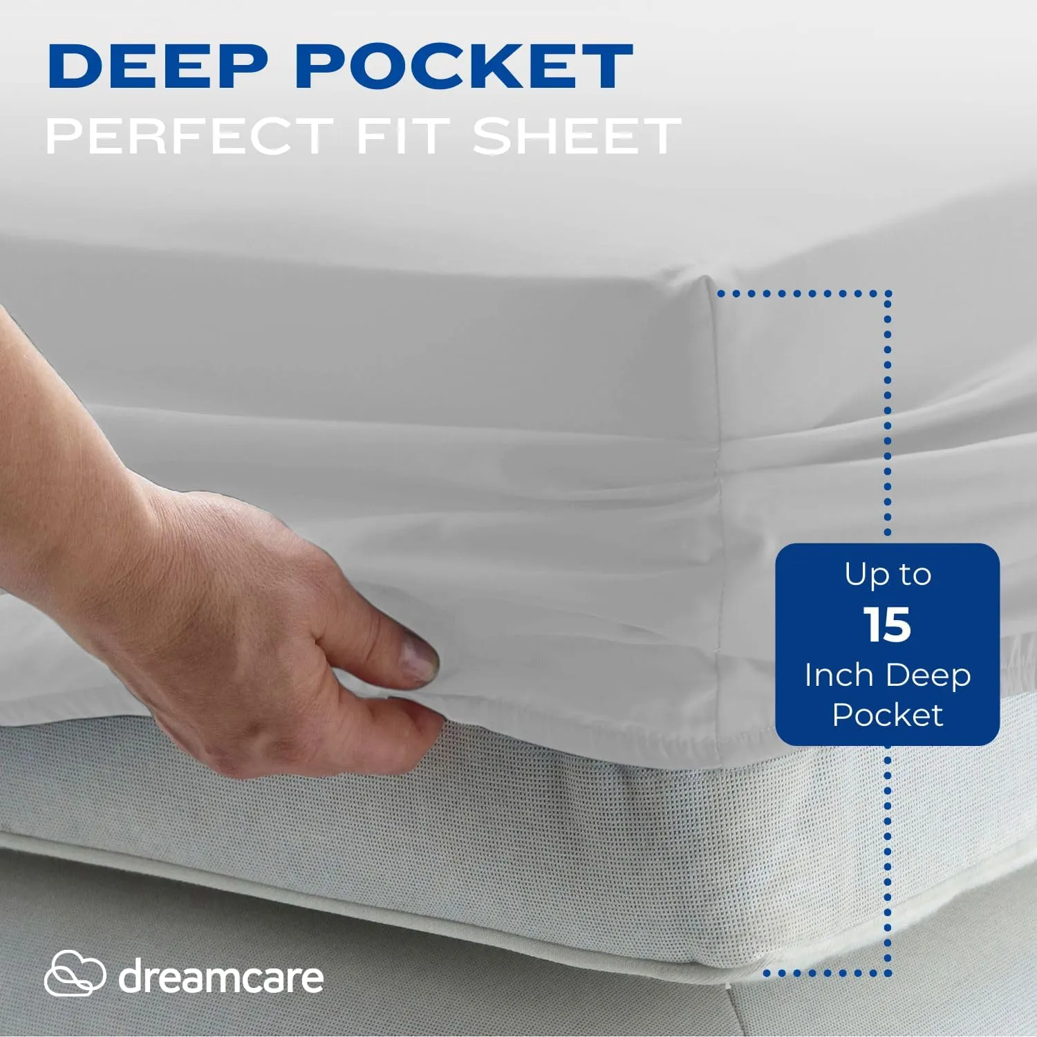 DREAMCARE Queen Size Sheets - Cooling Bed Sheets - 4pcs Set - up to 15" Deep Pocket Queen Sheet Set - Sheets Queen Size Bed - Soft & Long Lasting 100% Fine Brushed Polyester with Side Pocket - LGray