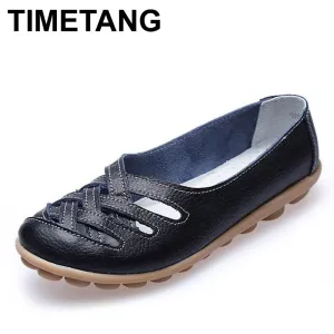 Driving Mother Flats Leather Women Flat Fashion Shoe Women's Genuine Top choice Soft Leisure Moccasins Ergonomic 10colors Shoes Female
