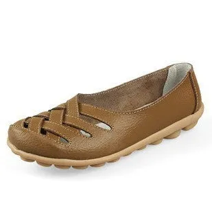 Driving Mother Flats Leather Women Flat Fashion Shoe Women's Genuine Top choice Soft Leisure Moccasins Ergonomic 10colors Shoes Female