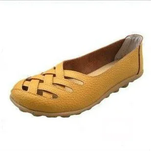 Driving Mother Flats Leather Women Flat Fashion Shoe Women's Genuine Top choice Soft Leisure Moccasins Ergonomic 10colors Shoes Female