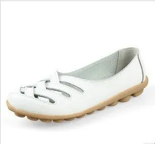 Driving Mother Flats Leather Women Flat Fashion Shoe Women's Genuine Top choice Soft Leisure Moccasins Ergonomic 10colors Shoes Female