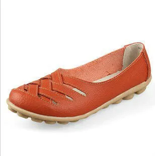 Driving Mother Flats Leather Women Flat Fashion Shoe Women's Genuine Top choice Soft Leisure Moccasins Ergonomic 10colors Shoes Female