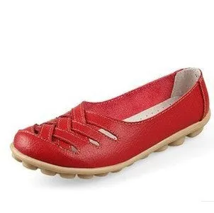 Driving Mother Flats Leather Women Flat Fashion Shoe Women's Genuine Top choice Soft Leisure Moccasins Ergonomic 10colors Shoes Female