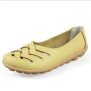Driving Mother Flats Leather Women Flat Fashion Shoe Women's Genuine Top choice Soft Leisure Moccasins Ergonomic 10colors Shoes Female
