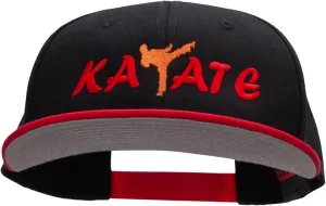 e4Hats.com Orange Karate Kick Embroidered Two Tone Flat Bill Snapback