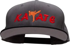 e4Hats.com Orange Karate Kick Embroidered Two Tone Flat Bill Snapback