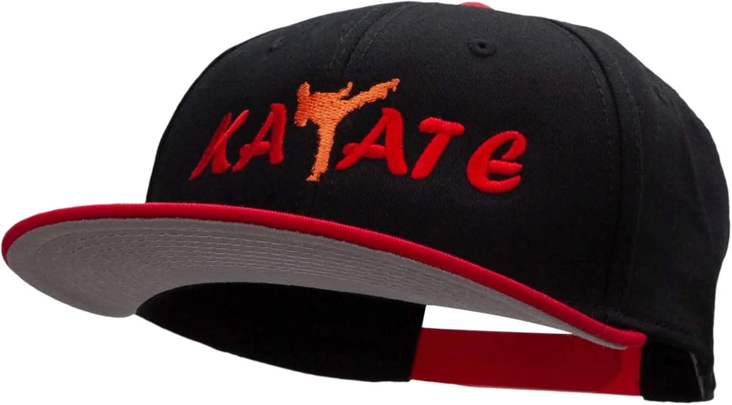 e4Hats.com Orange Karate Kick Embroidered Two Tone Flat Bill Snapback
