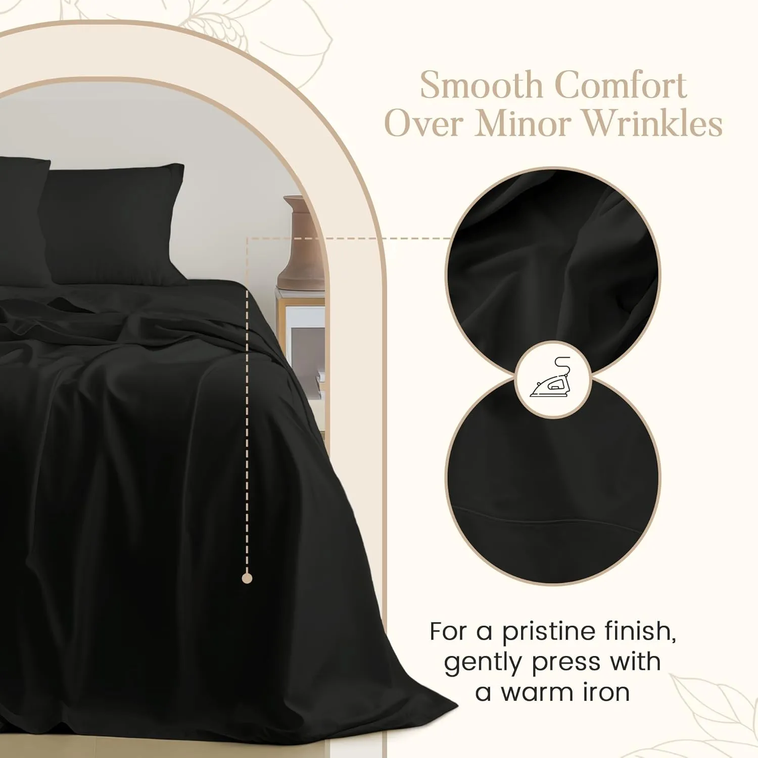 Egyptian Cotton King Size Sheet Set, 800 Thread Count Sateen Weave Hotel Collection King Sheets Deep Pockets, Soft & Comfy Cotton Bed Sheets Fits Upto 17", No Pill & Shrink - Black