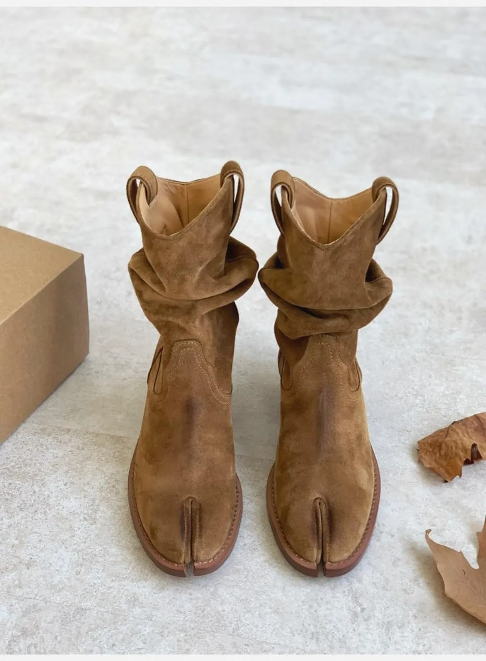 Emo Shoes Tabi Boots Women Split Toes High Heels Chunky Suede Goth Punk Comfort Wear Shoes Non Slip Retro Vintage Trendy Western Cowboy Boots Rave Party Casual Walking Outdoor Fashionable Streetwear