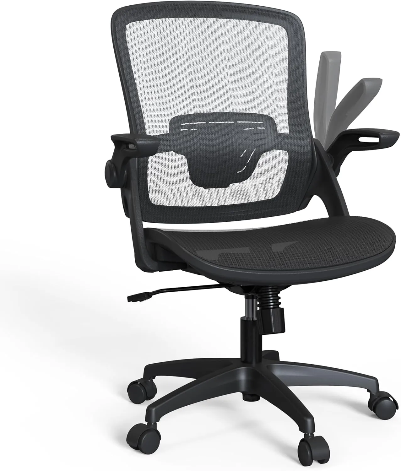 Ergonomic Mesh Office Chair Comfy Swivel Black Home Desk Chair Comfortable Modern Computer Chair Flip Up Arms with Lumbar Support Task Chair with Wheels Office Desk Chair Adjustable Height