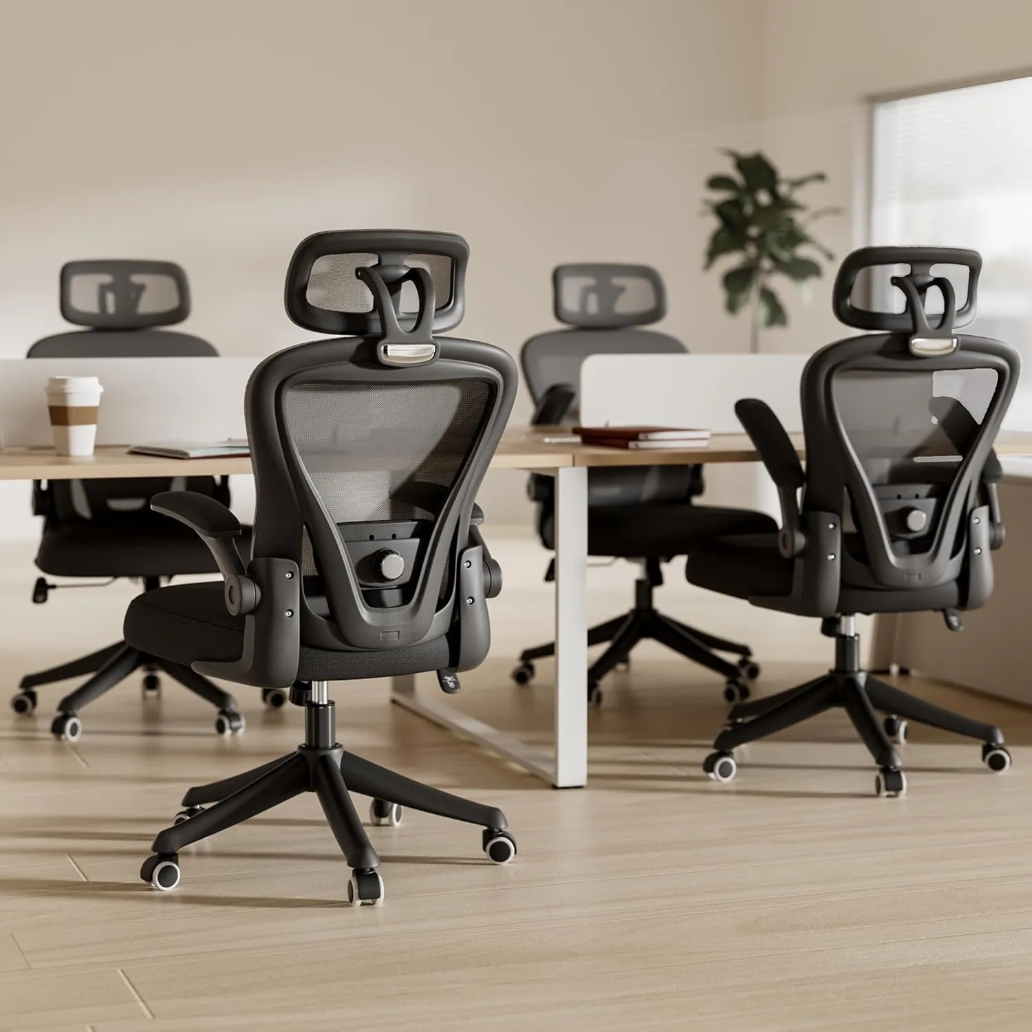 Ergonomic Office Chair M903, High Back Comfy Mesh Desk Chair with Wheels, Adjustable Lumbar Support, Headrest, Black