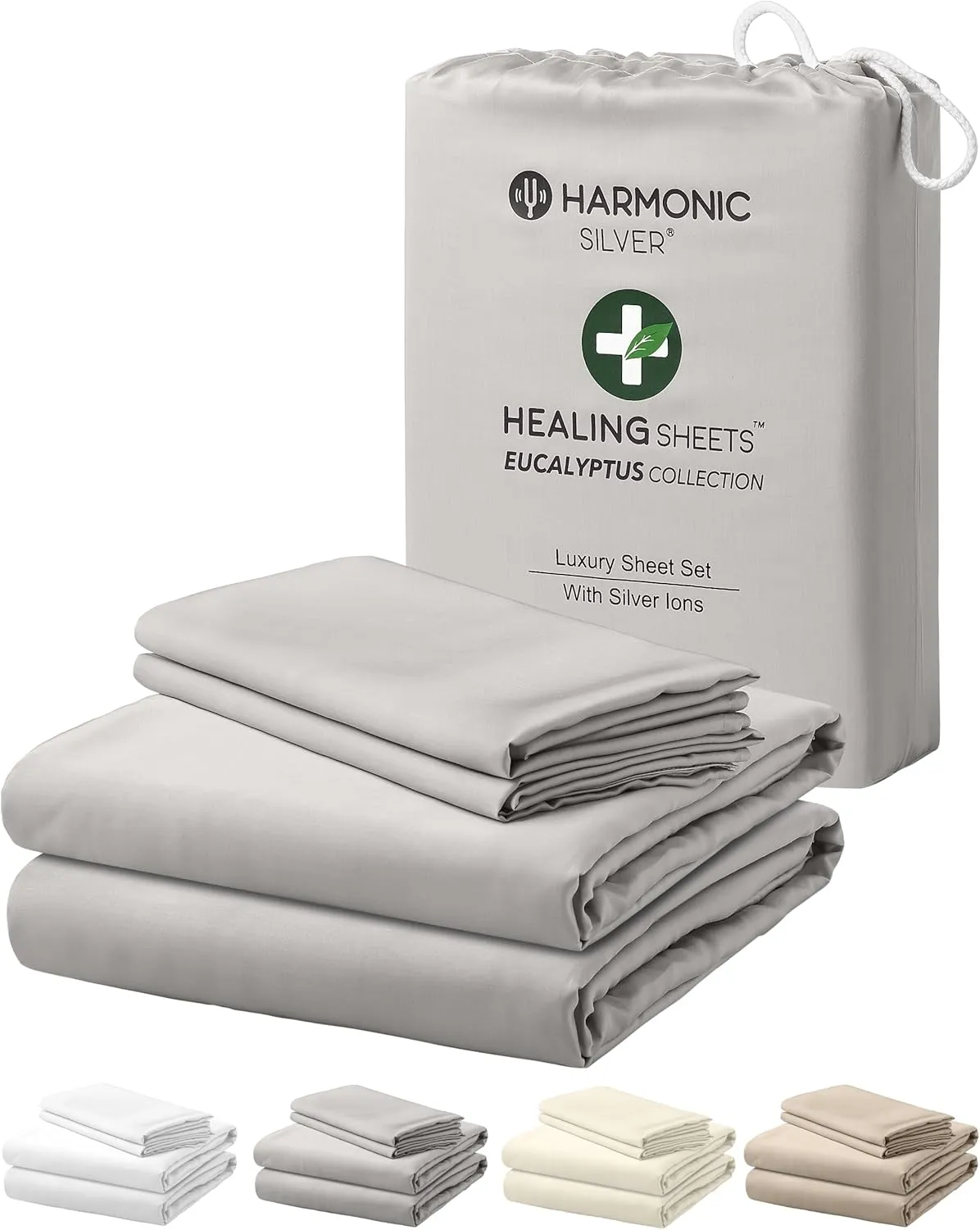 Eucalyptus Collection King Size Sheet w/Silver Ions | 100% Tencel | Ultra Soft | Cooling for Hot Sleepers | 18" Deep Pocket [Grey]