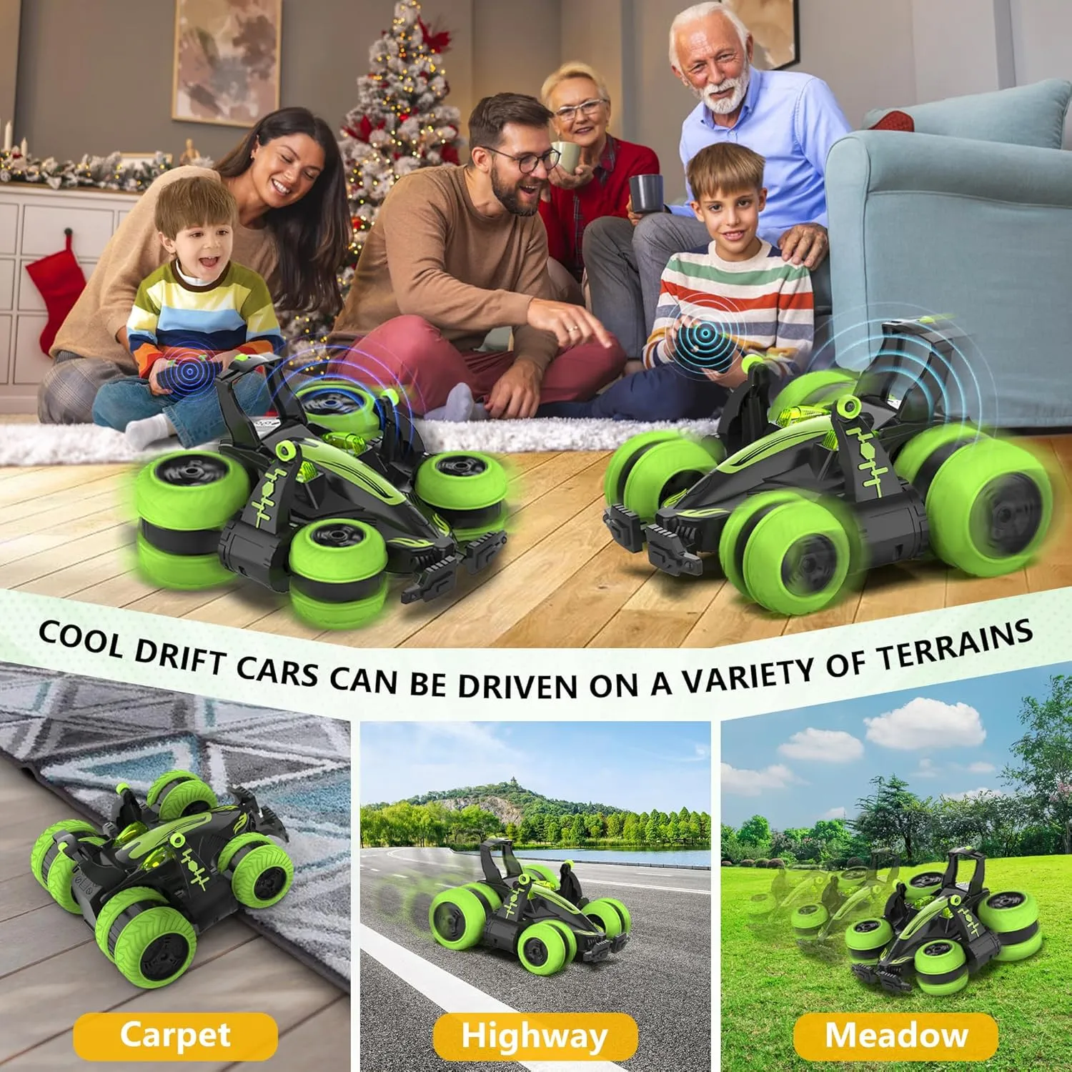Eulogia Remote Control Flip Car for Boys 4-7, 2.4GHz Drift Stunt Car with Lights, Batteries, Reatures 360° Rotation, Go Sideways, Dance, Jump, Over Various Terrain Toys Gifts for Birthday, Christmas