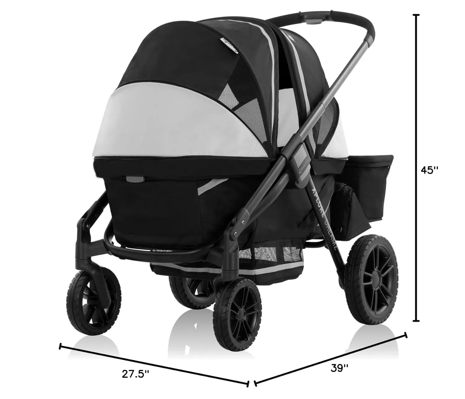 Evenflo Pivot Xplore Dreamz All-Terrain Stroller Wagon with Bassinet Insert (Jetsetter Black)