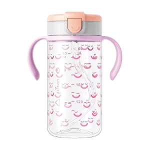 Evorie Tritan Spill Proof Toddler Straw Sippy Cup, 10 oz for Baby and Toddlers 1-3 Years Old, No Spill Straw Water Bottle with Removable Handles, Ideal for School, BPA-Free, Evorie Smiles