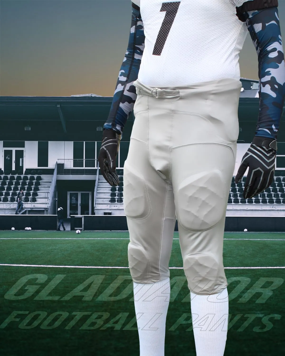 Exxact Sports Gladiator Mens Integrated Football Pants with Built-in Pads, Lightweight Ultra Flex Football Practice Pants