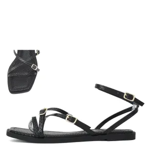Eyeful Black Strappy Sandal