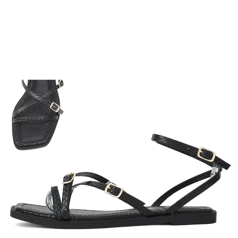 Eyeful Black Strappy Sandal