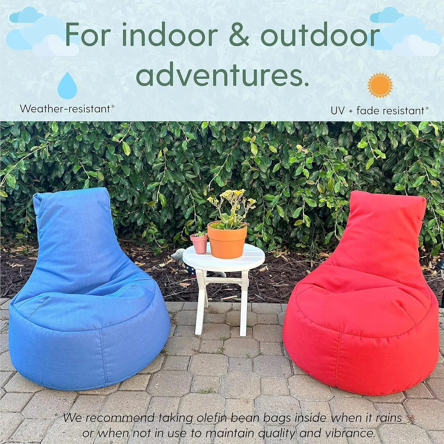Factory Direct Partners Element Paddle Out Bean Bag Chair for Kids, Comfy Indoor Outdoor Bean-Filled Flexible Seating for Reading, Playroom, Classroom, Patio or Garage - Brilliant Blue, 14031-BB
