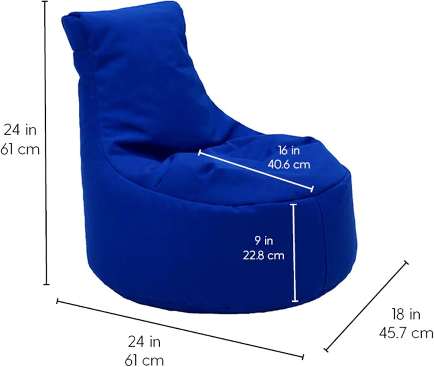 Factory Direct Partners Element Paddle Out Bean Bag Chair for Kids, Comfy Indoor Outdoor Bean-Filled Flexible Seating for Reading, Playroom, Classroom, Patio or Garage - Brilliant Blue, 14031-BB