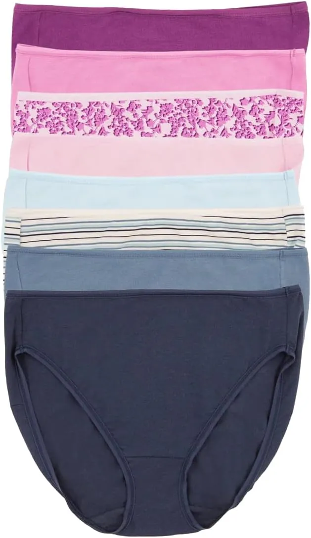 Felina Womens 8 Pack Cotton Modal Stretch Hi-Cut Brief
