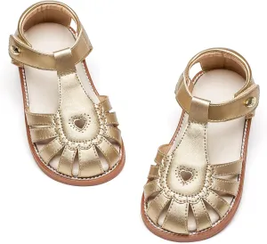 Felix & Flora Toddler Girls Sandals Flower Girl Shoes Soft Rubber Princess Summer Flat Shoes