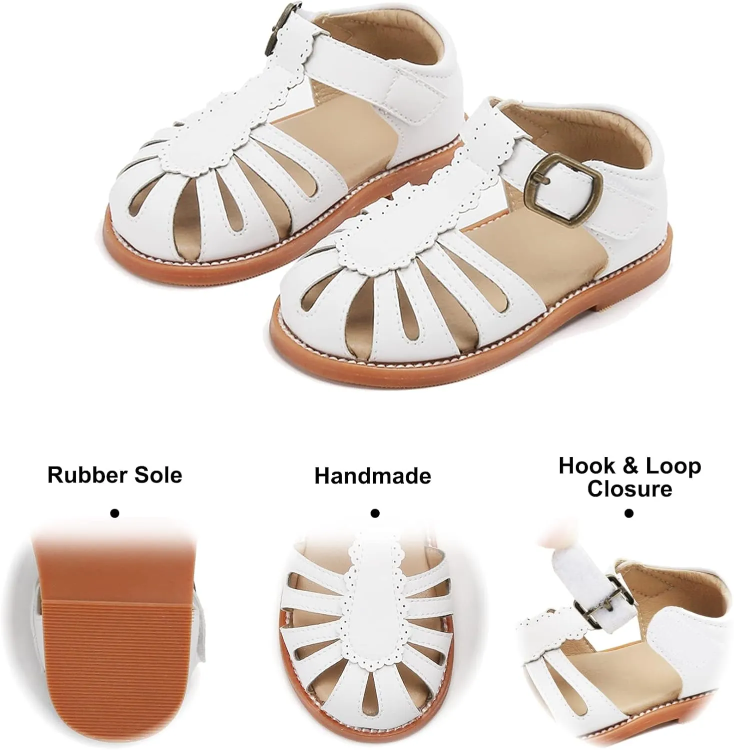 Felix & Flora Toddler Girls Sandals Soft Rubber Princess Flat Shoes Summer Flower Girl Shoes